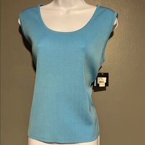 Ming Wang Fitted Blue Tank Top